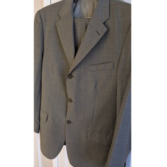 LOUIS DELL’OLIO Men's Suit 100% Wool Beige Size 44R - Picture 2 of 15